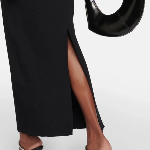 STAUD Silhouette Long Sleeves Ribbed-Knit Maxi Dress, Black, XS